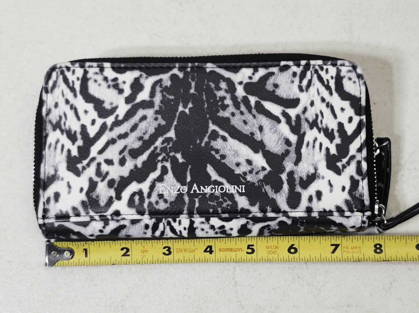 ENZO ANGIOLINI Womens Zip-Around Clutch Wallet Wristlet Black White - Thumbnail 10
