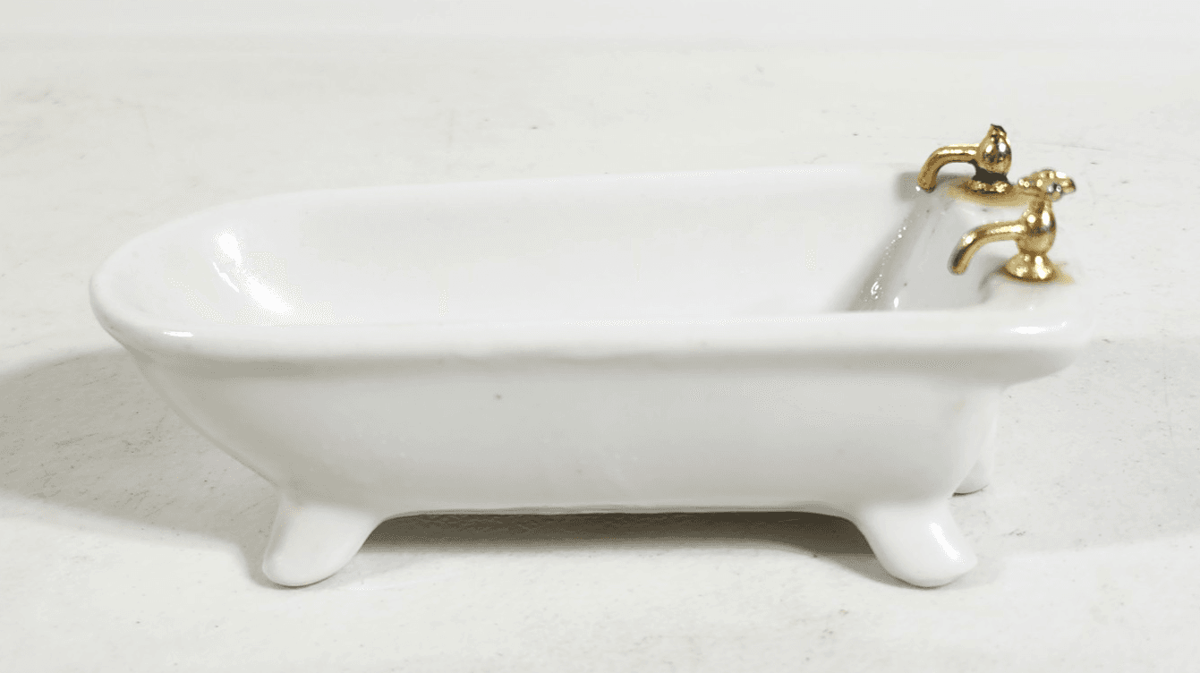 Vintage Clawfoot Dollhouse Bath Tub Bathroom Furniture Ceramic