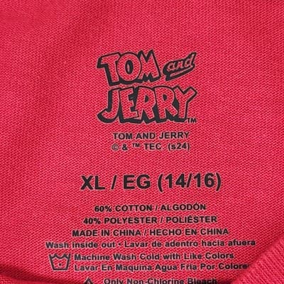 Tom and Jerry Kids Red Graphic Stay Chill T-Shirt Top Size XL NEW - Thumbnail 7
