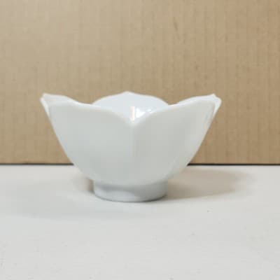 Vintage White Flower Lotus Candle Holder Dish Glass 4" Home Decor - Thumbnail 2