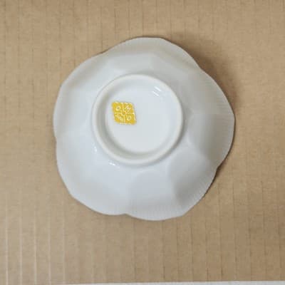 Vintage White Flower Lotus Candle Holder Dish Glass 4" Home Decor - Thumbnail 4