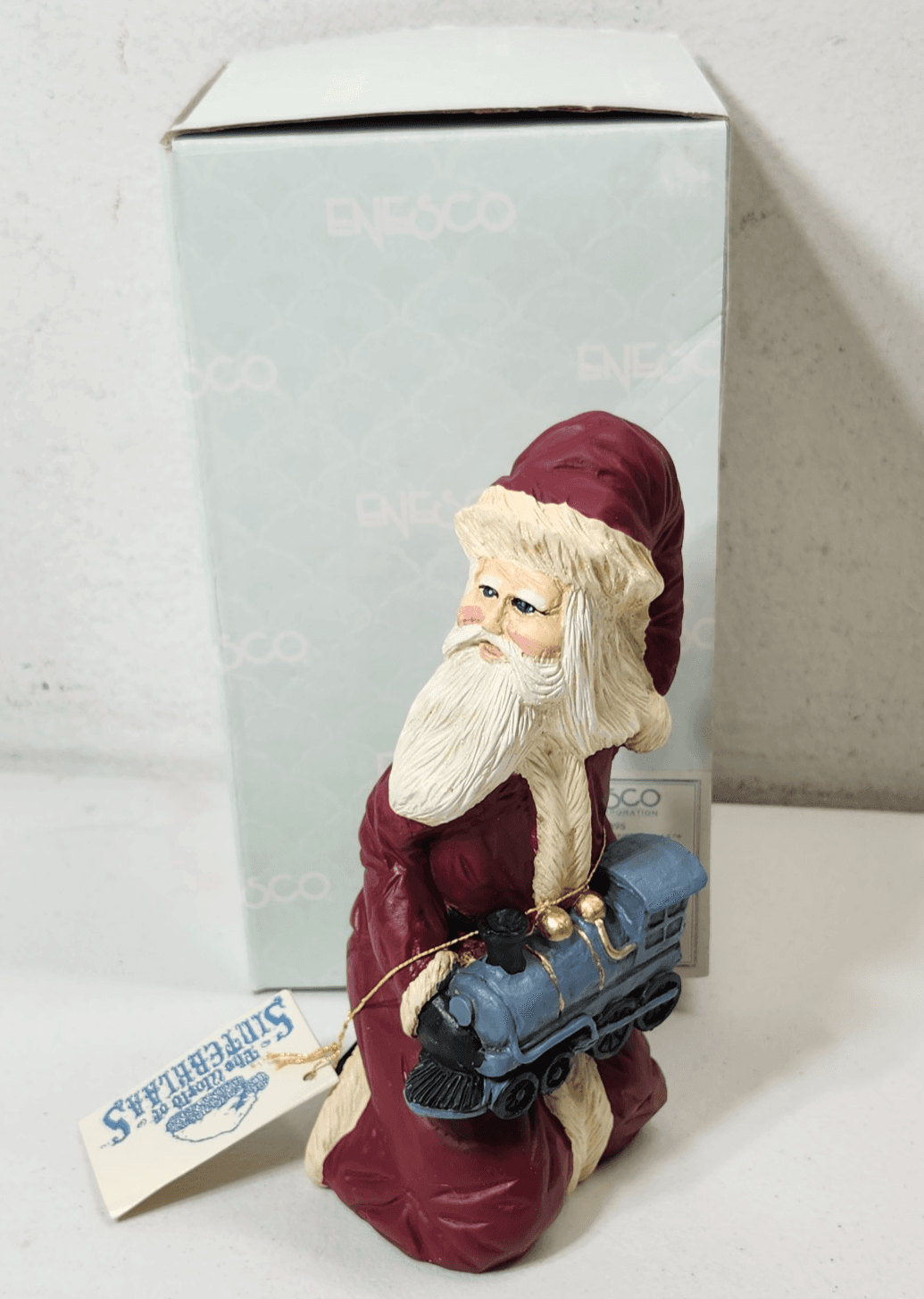 Enesco World of Sinterklaas Santa Figure with Train Holiday Home Decor 8" - Thumbnail 3