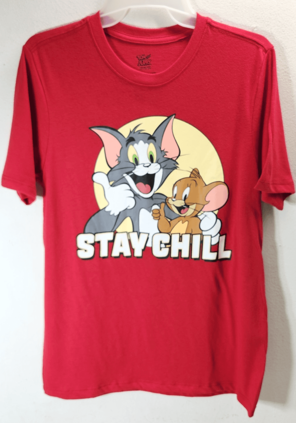 Tom and Jerry Kids Red Graphic Stay Chill T-Shirt Top Size XL NEW - Thumbnail 5
