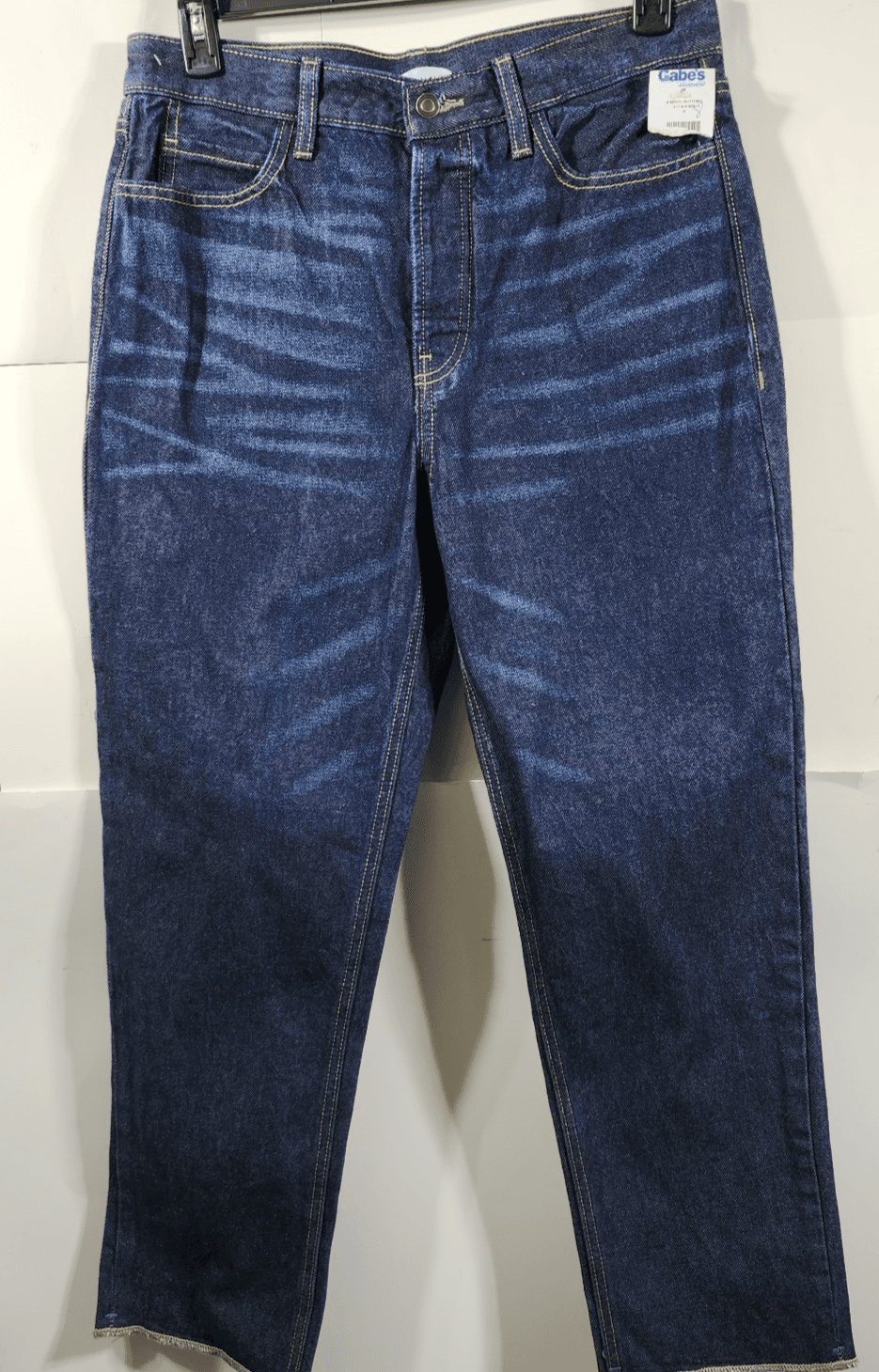Old Navy Women's Jeans Size 8 High Rise Blue Denim Straight Raw Hem NEW - Thumbnail 5