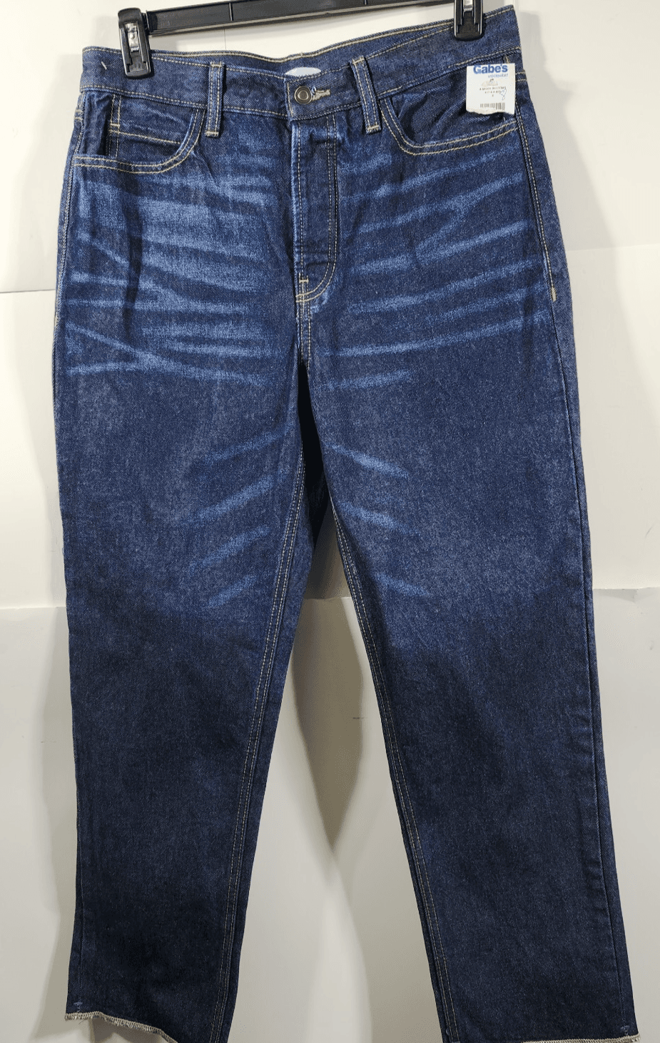 Old Navy Women's Jeans Size 8 High Rise Blue Denim Straight Raw Hem NEW