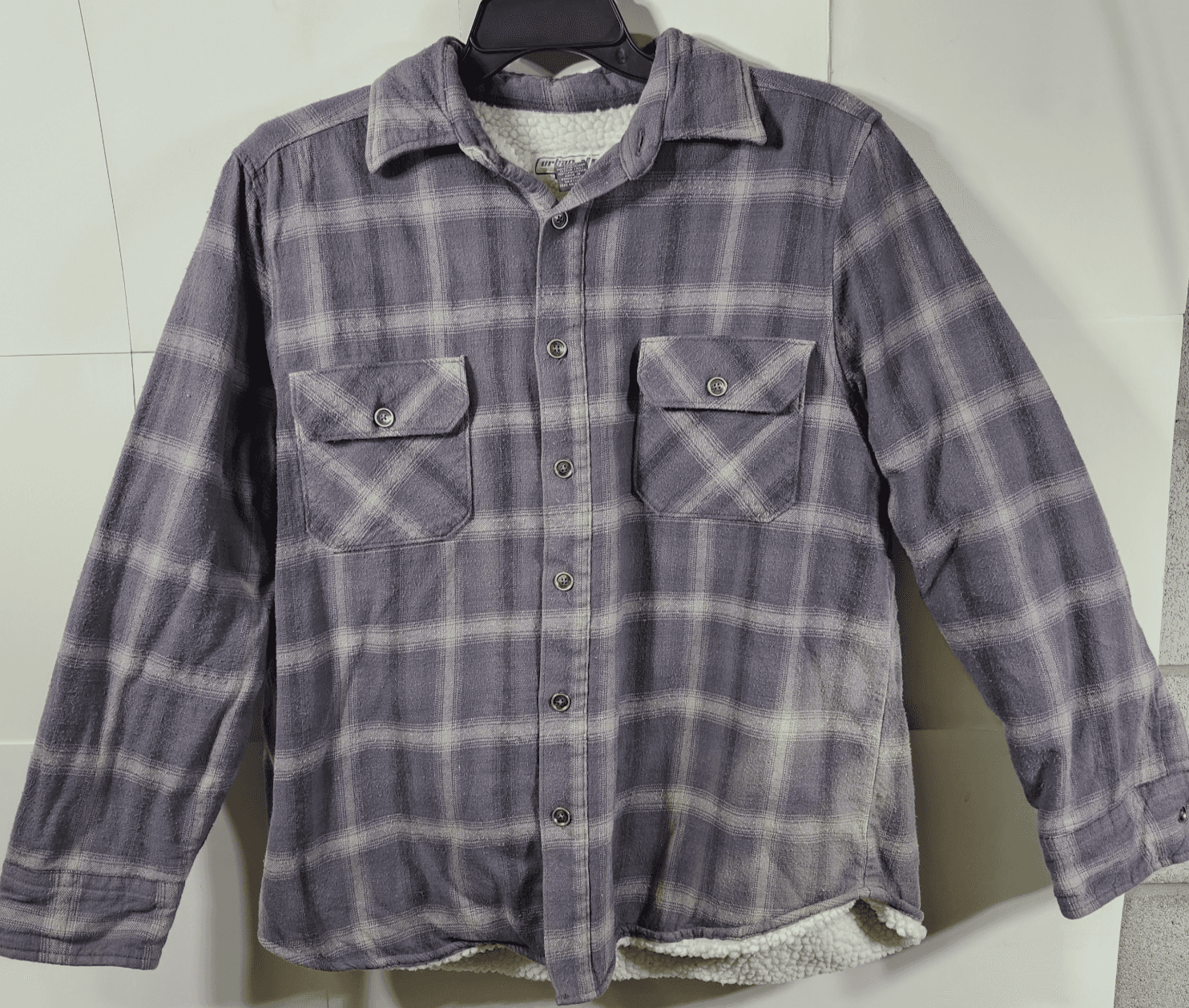 Urban Pipeline Men's Heavyweight Plaid Shirt Jacket Size L Gray Long Sleeve