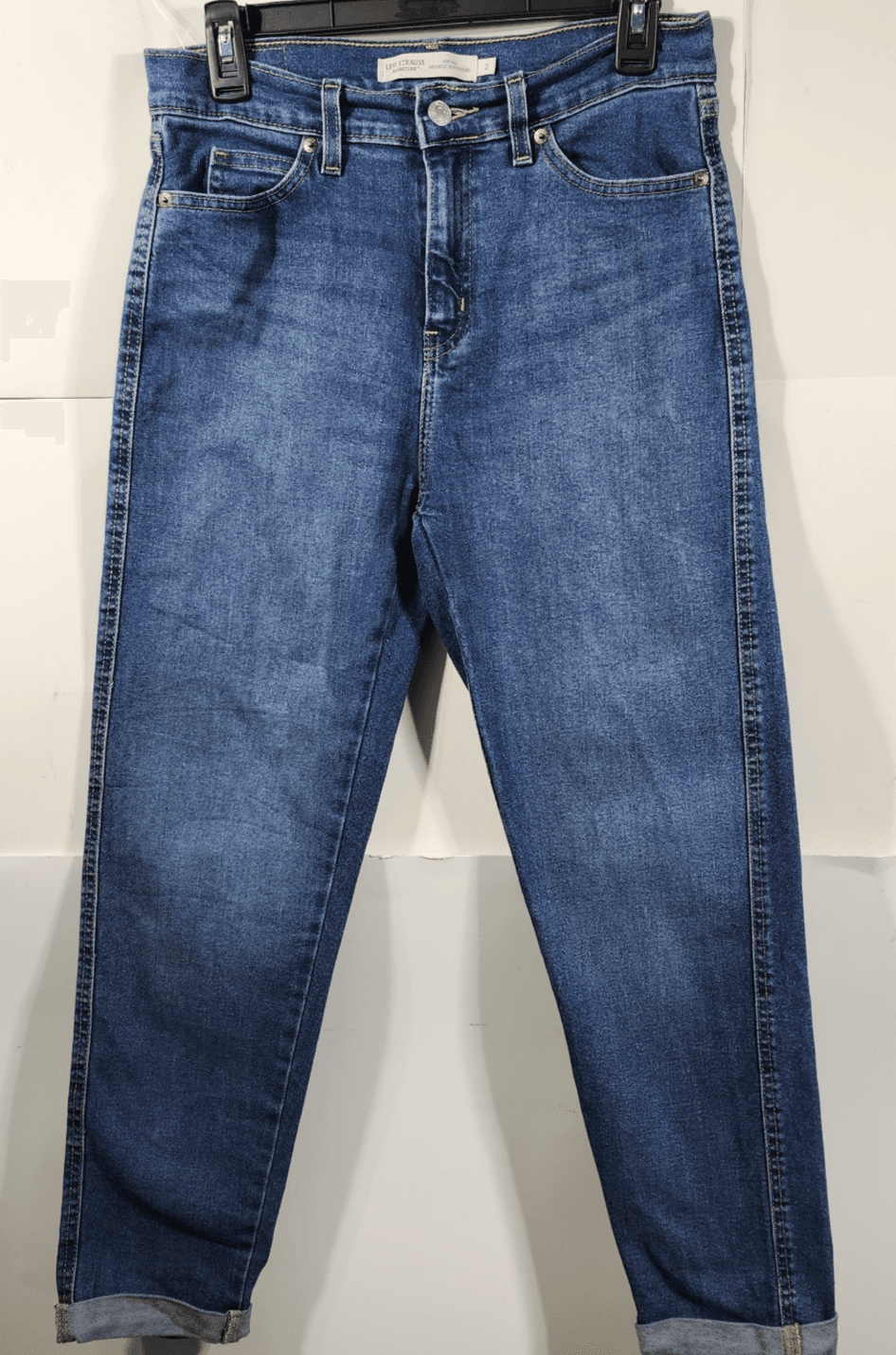 Levis Jeans Womens 2 Heritage Blue Mid Rise Boyfriend Denim Pants