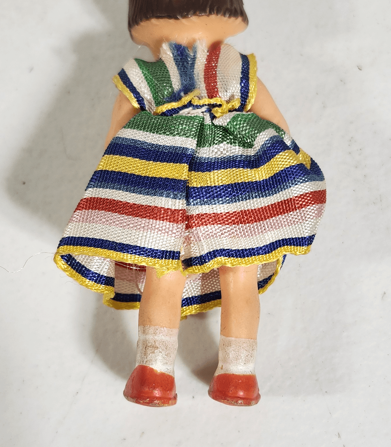 Vintage ARI German Rubber Doll 3" Toy Wearing Colorful Dress - Thumbnail 7