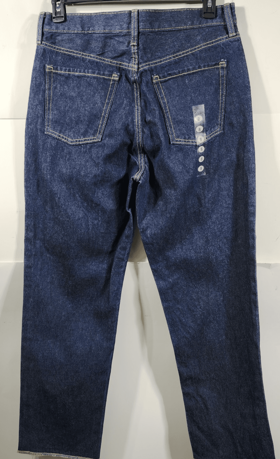 Old Navy Women's Jeans Size 8 High Rise Blue Denim Straight Raw Hem NEW - Thumbnail 6
