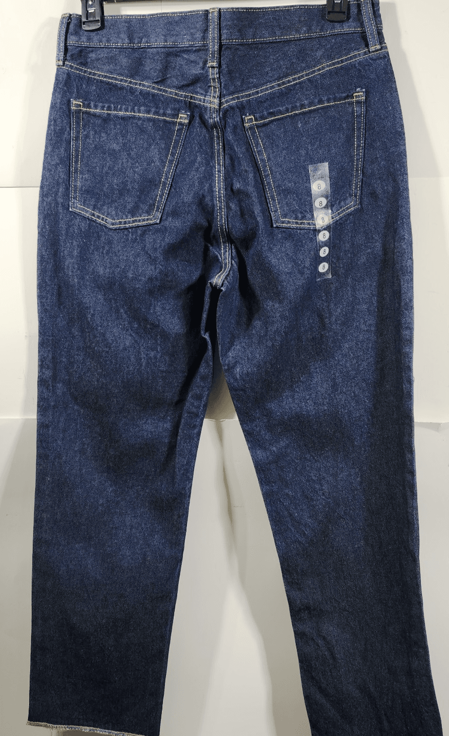 Old Navy Women's Jeans Size 8 High Rise Blue Denim Straight Raw Hem NEW - Thumbnail 4