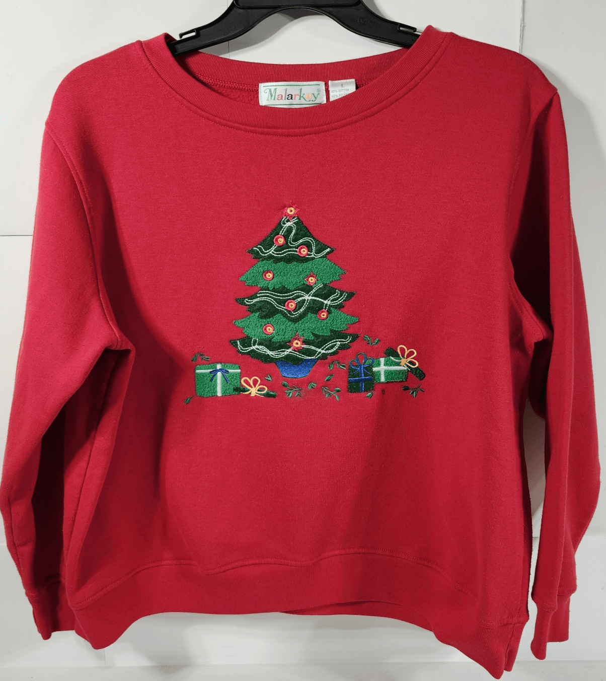 Vintage Embellished Vintage Christmas Tree Presents Sweater Size Large - Thumbnail 5