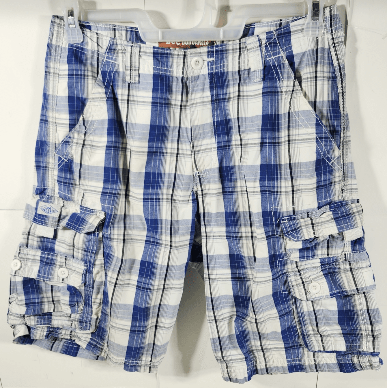 Lee Dungarees Men's Shorts Size 30 Cargo Blue Plaid Hiking Outdoor Dadcore