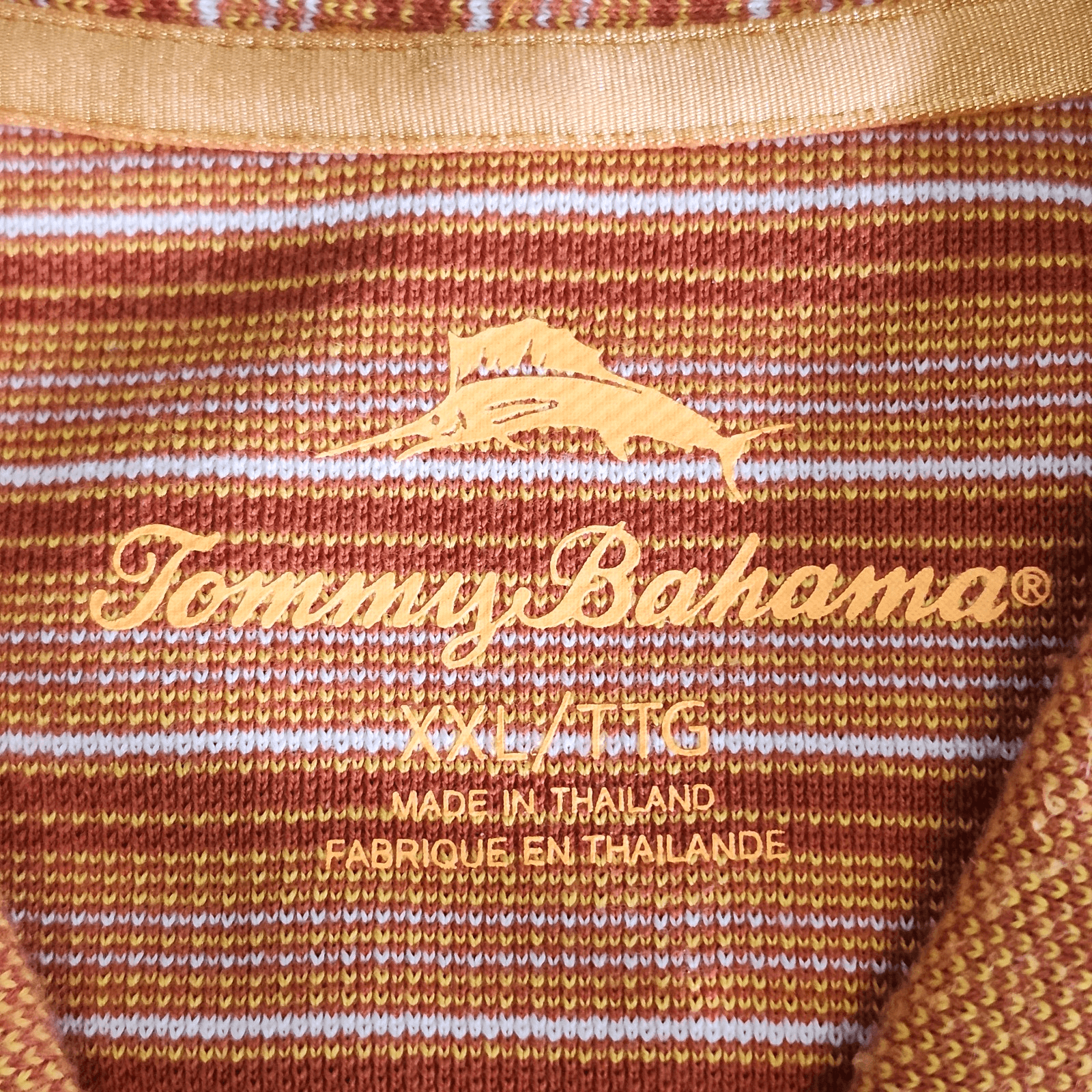 Tommy Bahama Mens Polo Shirt Size 2XL Orange Striped Short Sleeve - Thumbnail 7