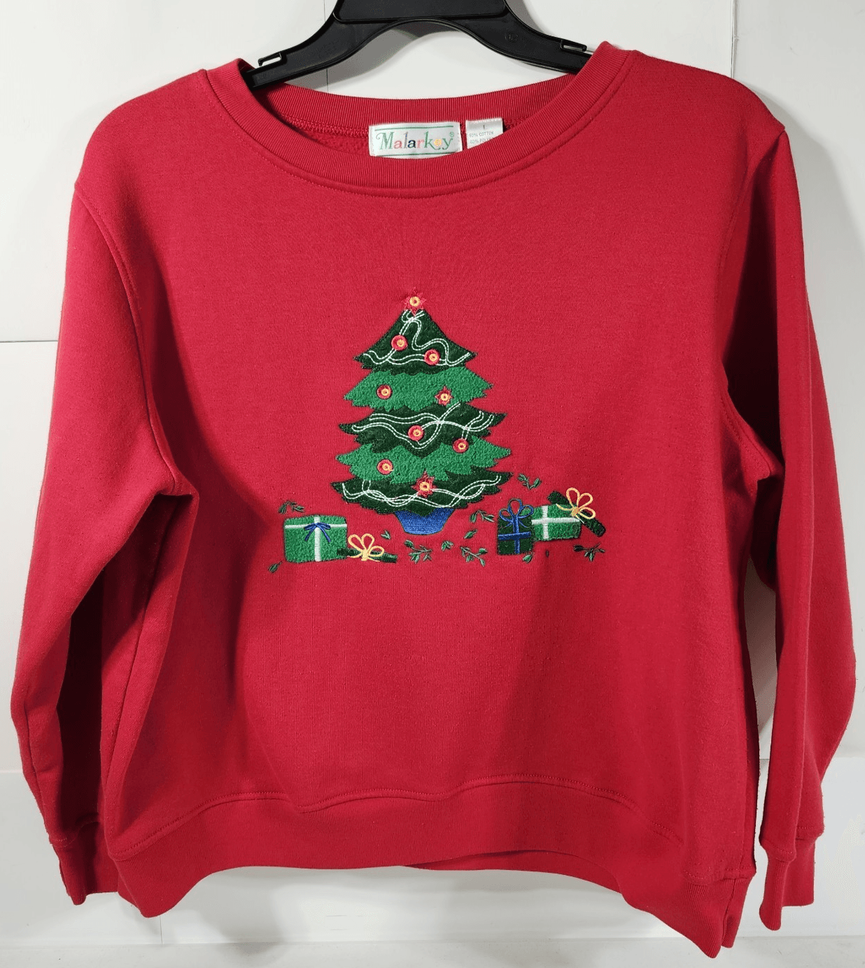 Vintage Embellished Vintage Christmas Tree Presents Sweater Size Large