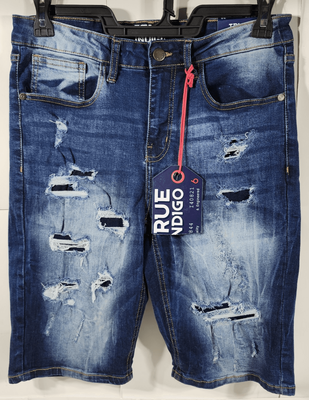 True Indigo Men's 30 Jean Shorts Blue Distressed Denim Hip Hop NEW - Thumbnail 5