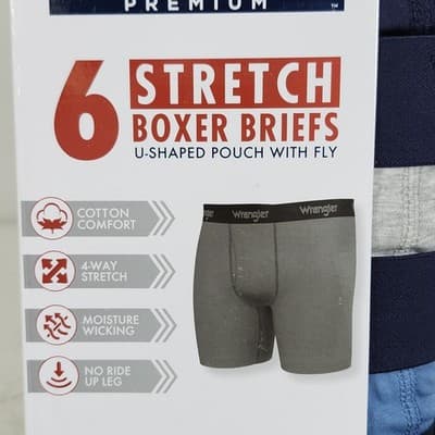 Wrangler Men's 2XL 6 Pair Boxer Briefs Underwear Stretch Moisture Wicking NEW - Thumbnail 2