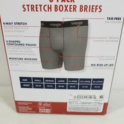 Wrangler Men's 2XL 6 Pair Boxer Briefs Underwear Stretch Moisture Wicking NEW - Thumbnail 5
