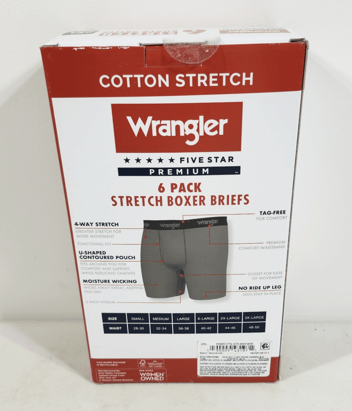 Wrangler Men's 2XL 6 Pair Boxer Briefs Underwear Stretch Moisture Wicking NEW - Thumbnail 4