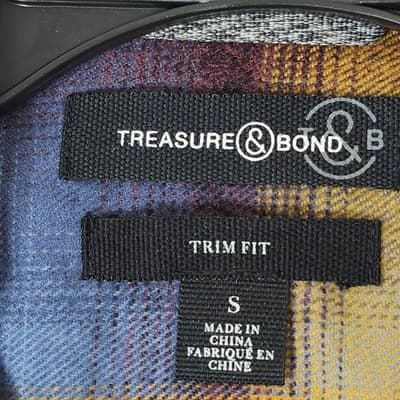 Treasure & Bond Men's Plaid Flannel Trim Fit Shirt Soft Size Small - Thumbnail 7
