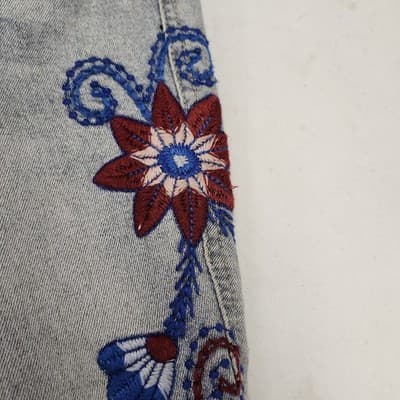 BanJarA Jeans Women 0 Light Wash Embroidered Skinny Bohemian Artsy - Thumbnail 9