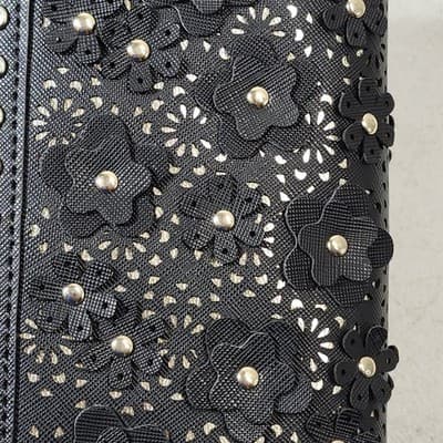 Under One Sky Women's Clutch Bag Wallet Black Floral Design Studded - Thumbnail 10