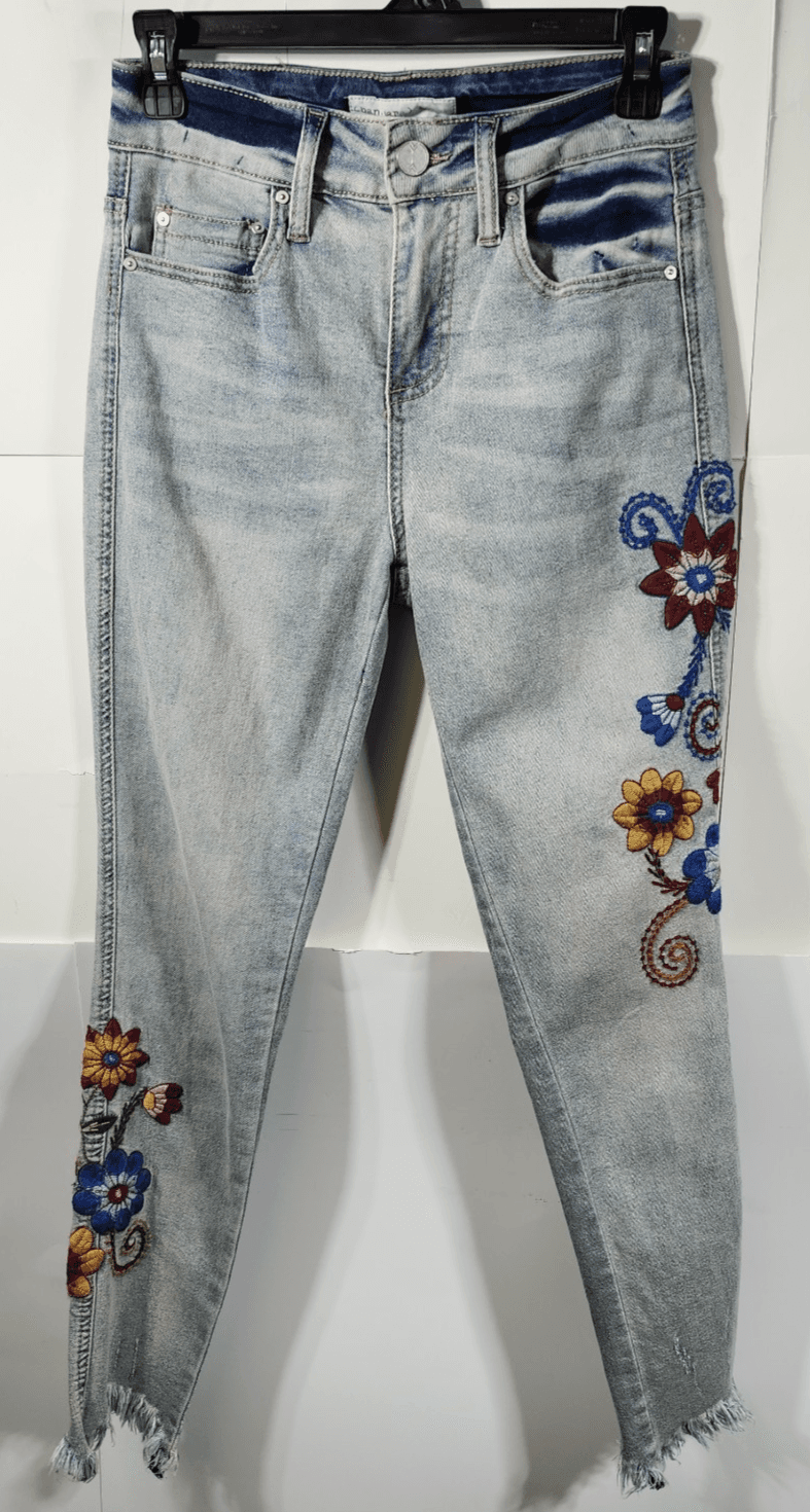 BanJarA Jeans Women 0 Light Wash Embroidered Skinny Bohemian Artsy - Thumbnail 5