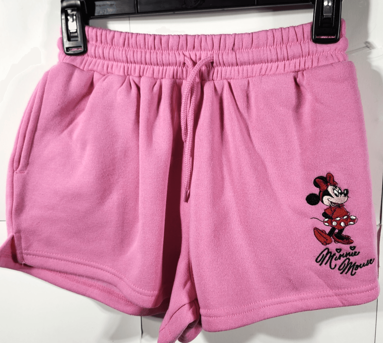Disney Women's XS Shorts Pink Embroidered Minnie Mouse W/Pockets NEW