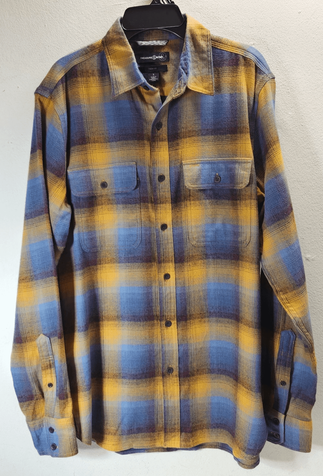 Treasure & Bond Men's Plaid Flannel Trim Fit Shirt Soft Size Small - Thumbnail 5