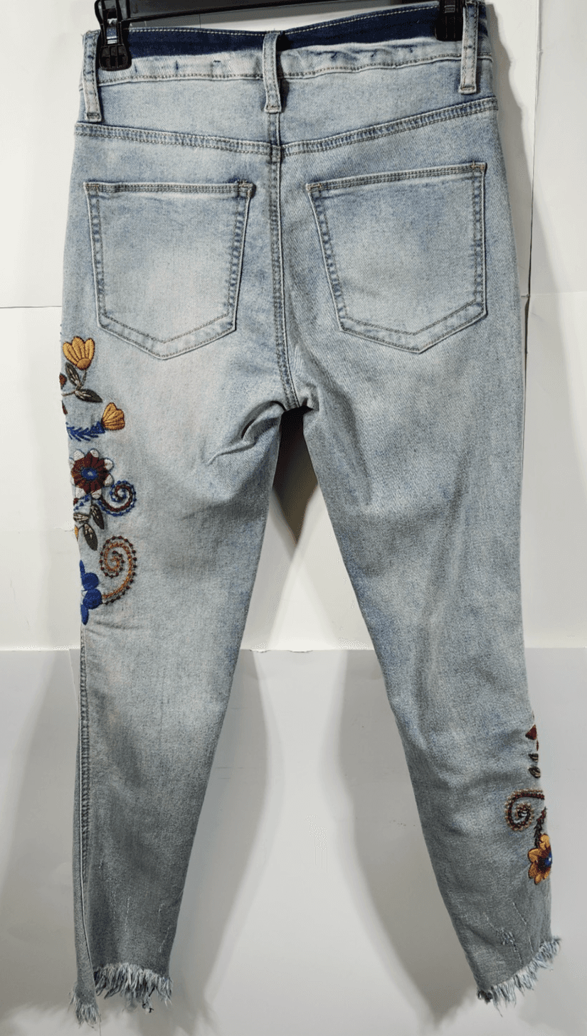 BanJarA Jeans Women 0 Light Wash Embroidered Skinny Bohemian Artsy - Thumbnail 4
