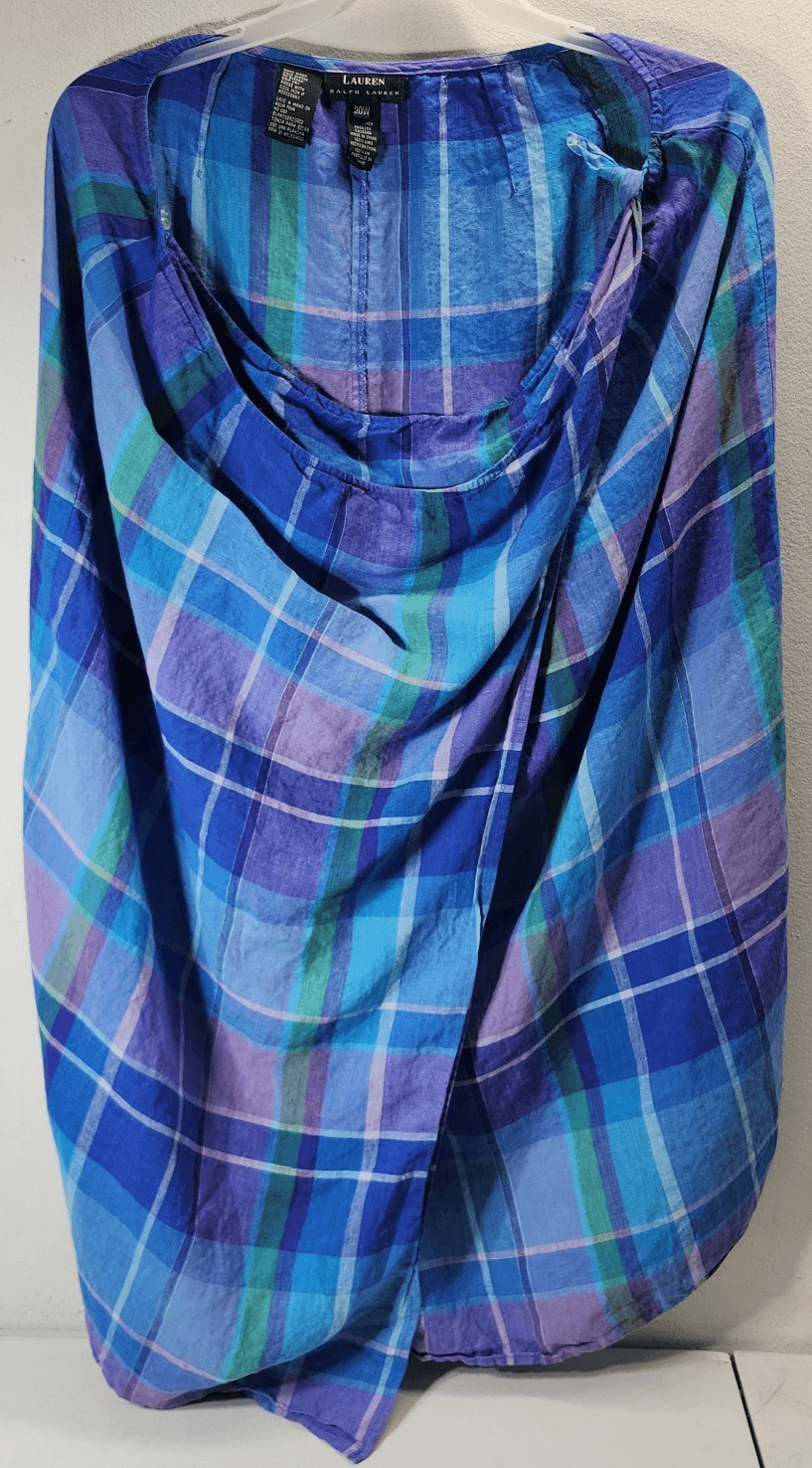 LRL Ralph Lauren Womens Colorful Plaid Wrap /shawl Size 20 Cover Up - Thumbnail 3
