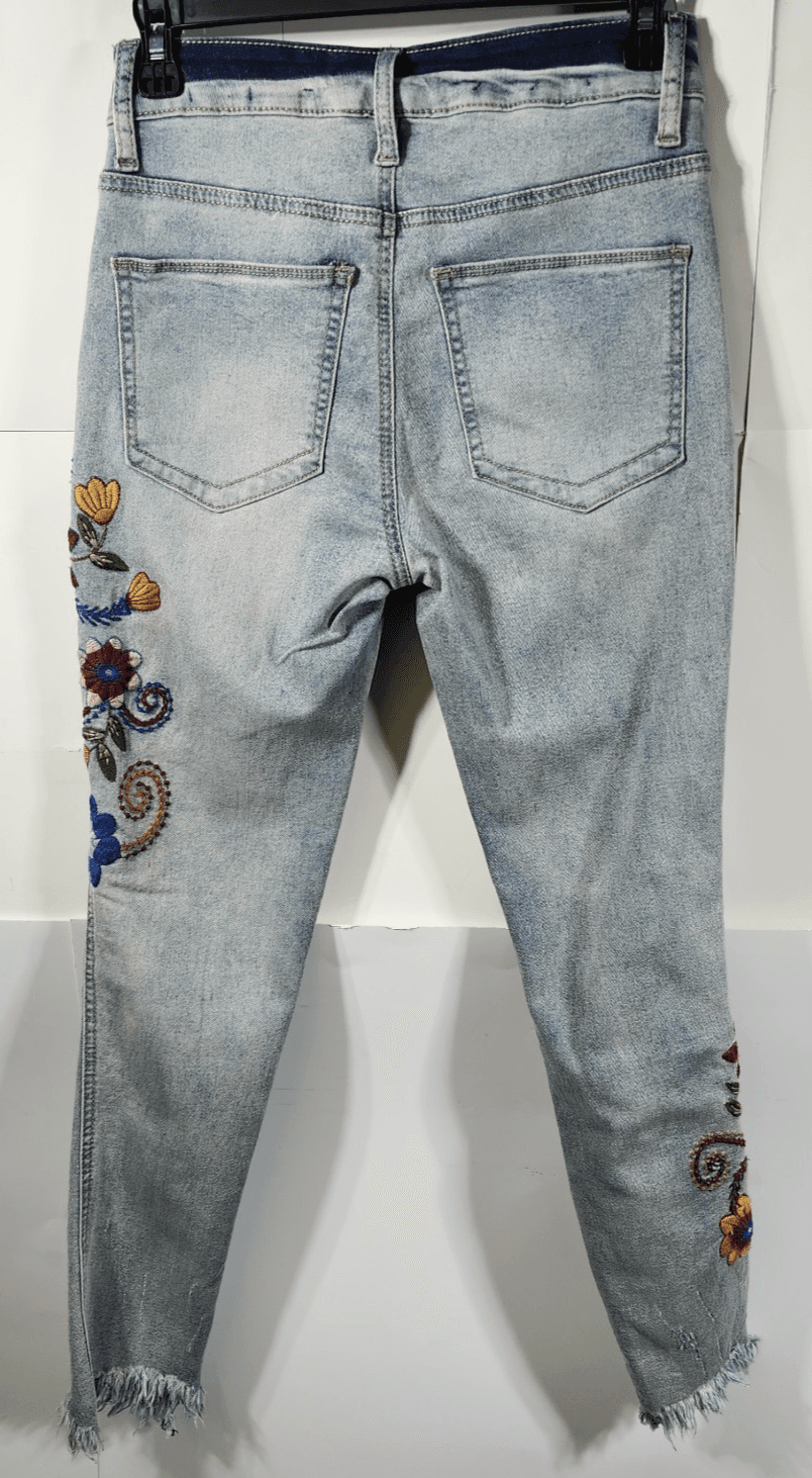 BanJarA Jeans Women 0 Light Wash Embroidered Skinny Bohemian Artsy - Thumbnail 6