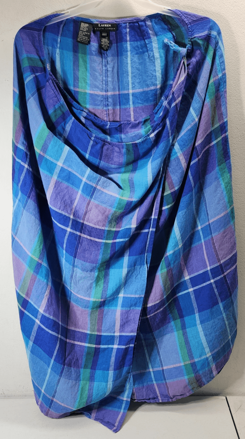 LRL Ralph Lauren Womens Colorful Plaid Wrap /shawl Size 20 Cover Up