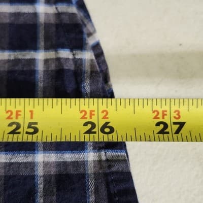George Men's Small Button Up Shirt Long Sleeve Poplin Blue Plaid NEW - Thumbnail 3