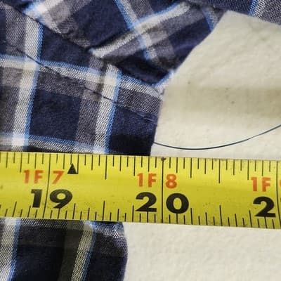 George Men's Small Button Up Shirt Long Sleeve Poplin Blue Plaid NEW - Thumbnail 2