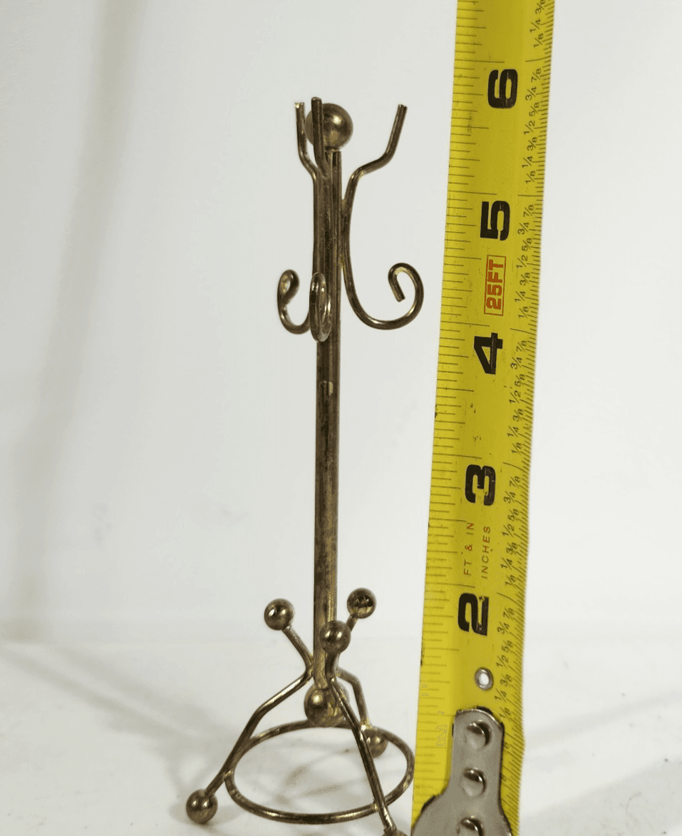 Vintage Miniature Dollhouse Metal Brass Coat Rack 6” - Thumbnail 4