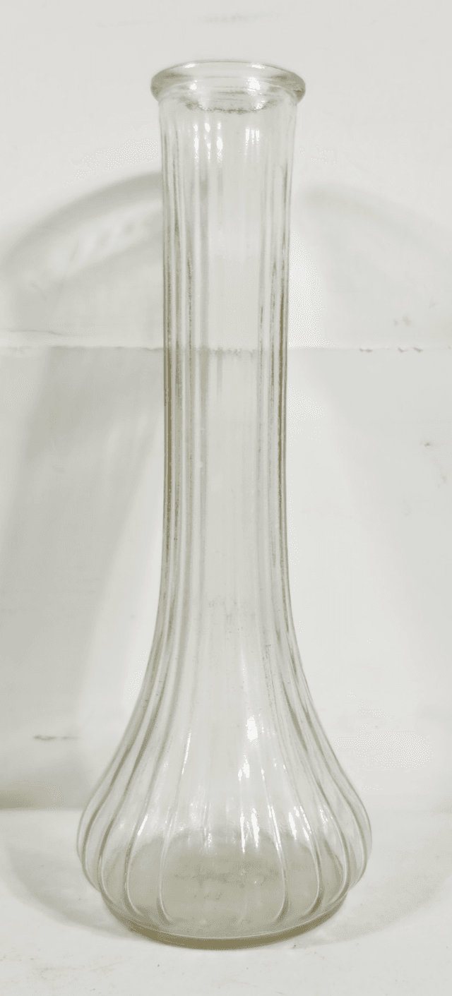Hoosier Bud Vase Ribbed Pattern 9" Tall Vintage Clear Glass Home Decor - Thumbnail 2
