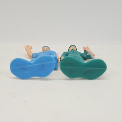 Vintage Train Railway People Figure Fitter With Shovel & Lunchbox Blue Green - Thumbnail 6