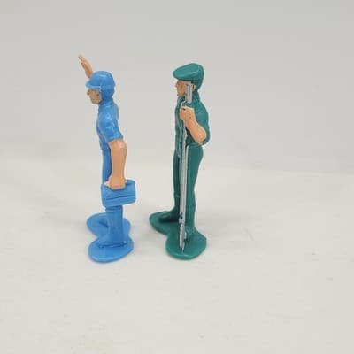 Vintage Train Railway People Figure Fitter With Shovel & Lunchbox Blue Green - Thumbnail 3