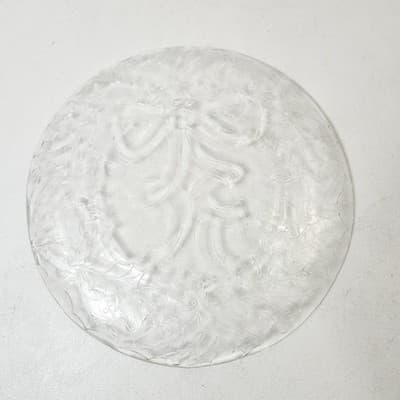 Decorative Art Glass Christmas Platter Plate 13" Holiday Bow & Holly Berries - Thumbnail 5