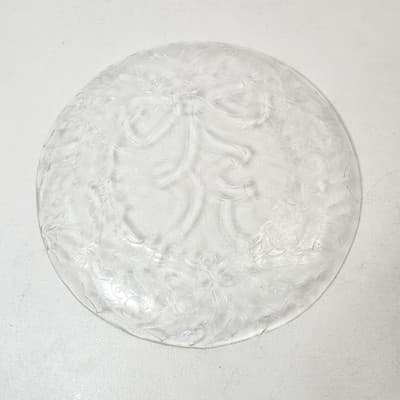 Decorative Art Glass Christmas Platter Plate 13" Holiday Bow & Holly Berries - Thumbnail 4
