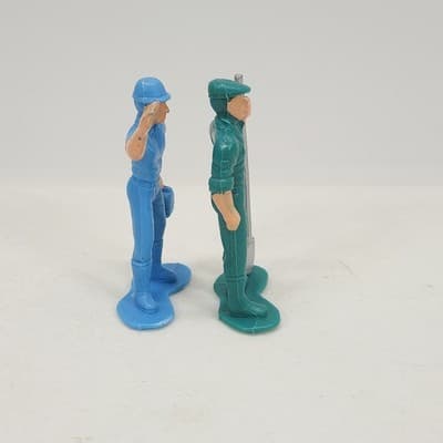 Vintage Train Railway People Figure Fitter With Shovel & Lunchbox Blue Green - Thumbnail 5