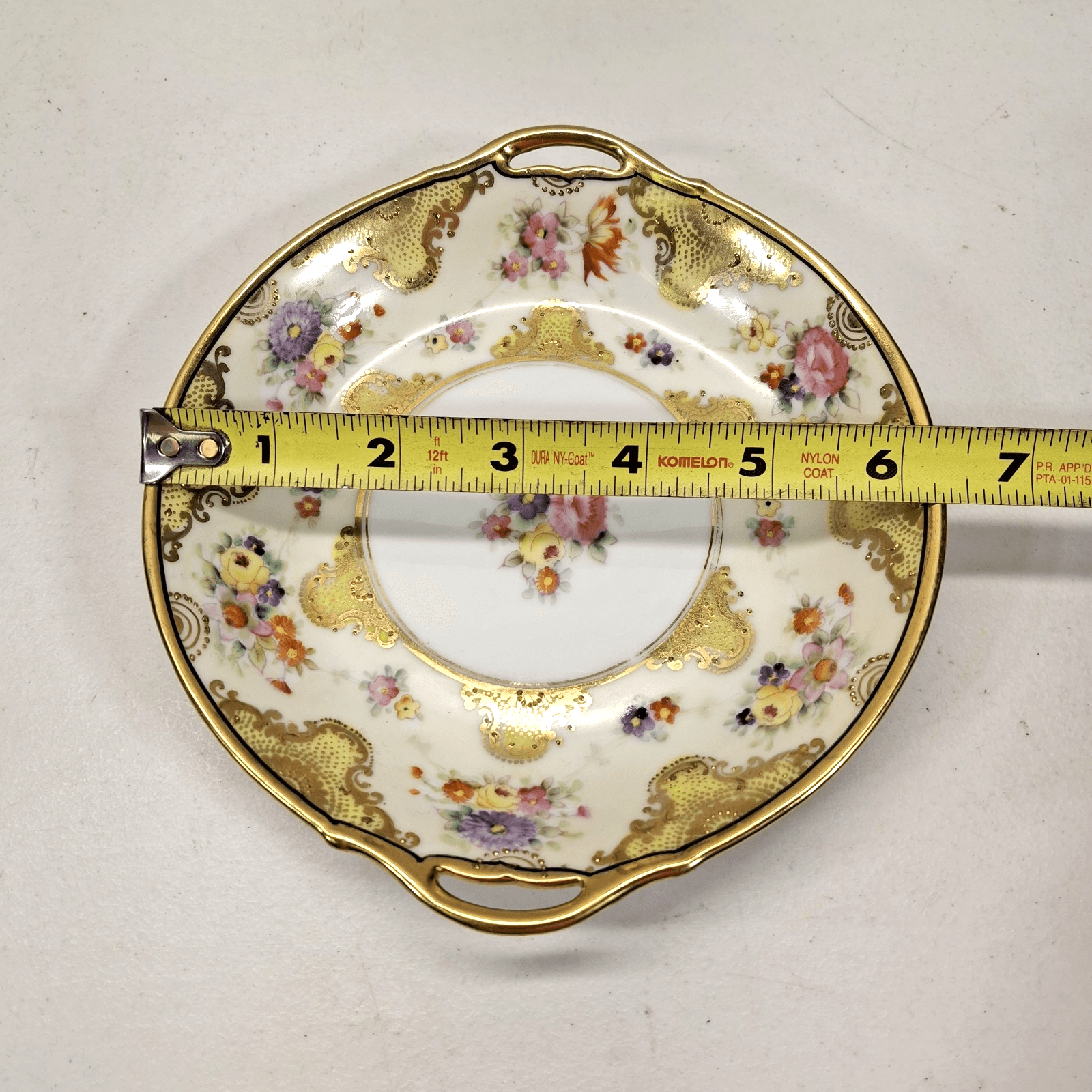 Vintage Nippon 2 Handled Round Decorative Bowl Gold Trim Home Decor - Thumbnail 3