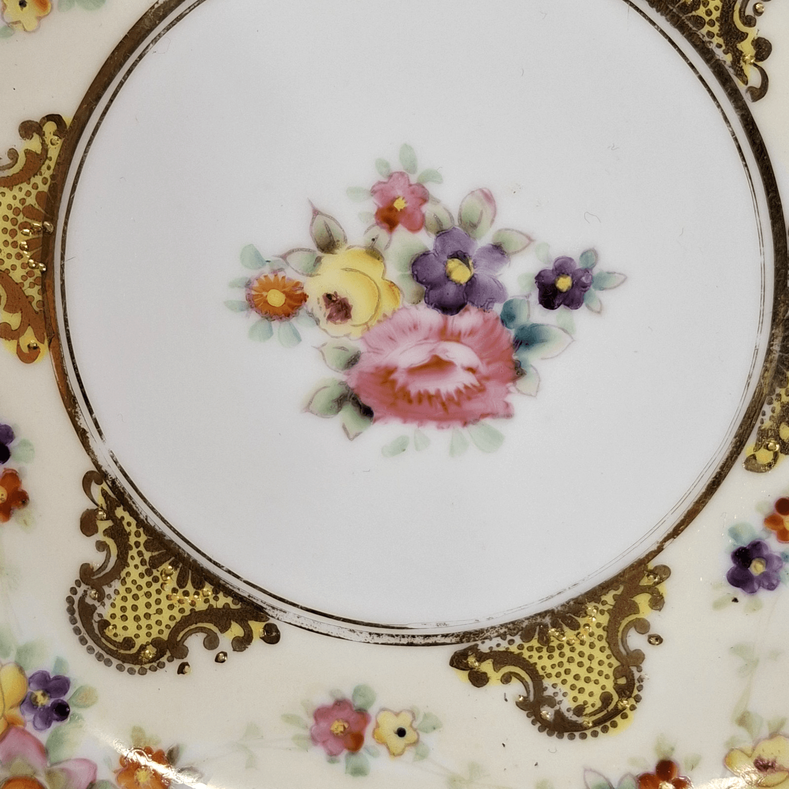 Vintage Nippon 2 Handled Round Decorative Bowl Gold Trim Home Decor - Thumbnail 4