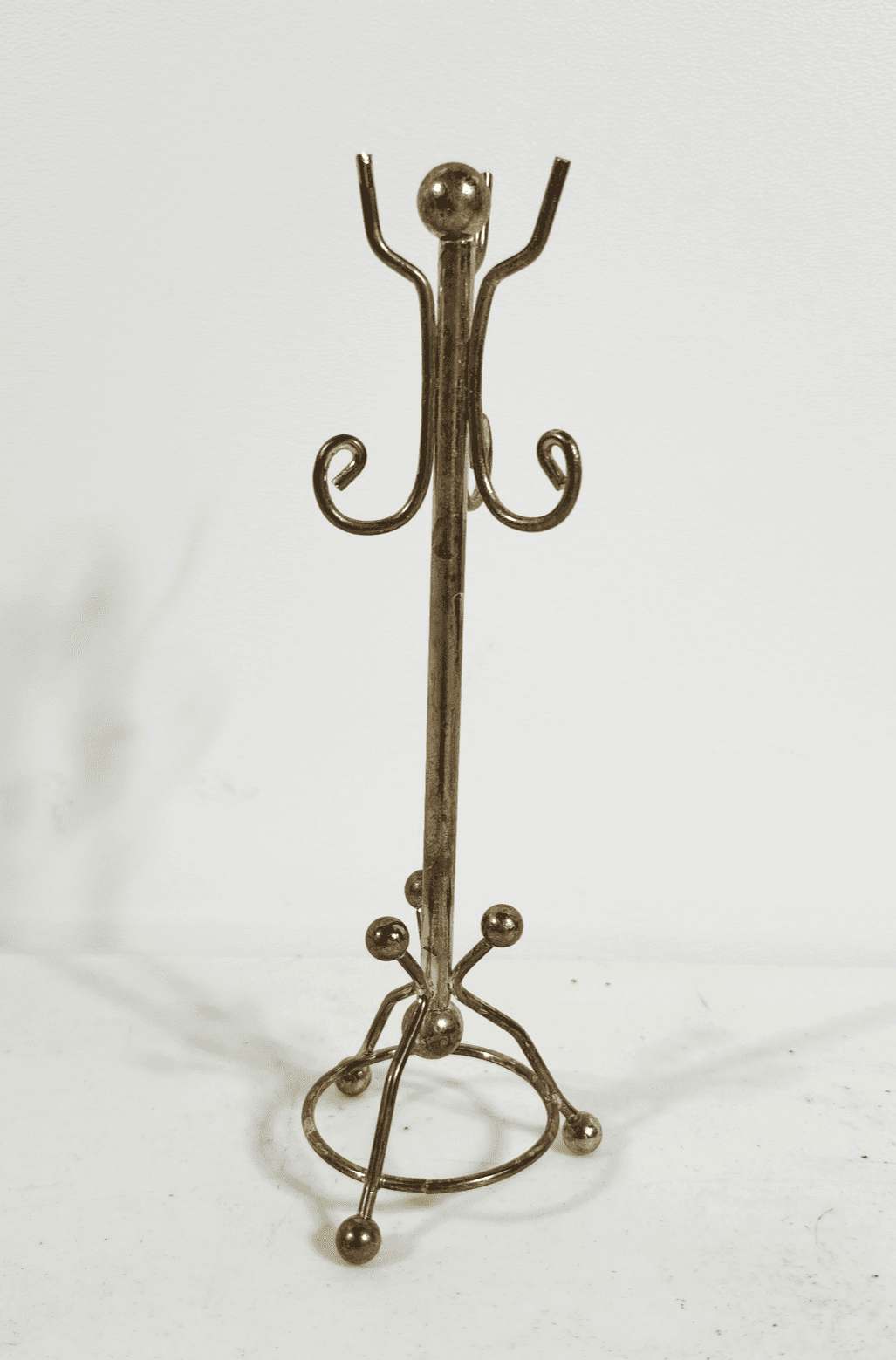 Vintage Miniature Dollhouse Metal Brass Coat Rack 6”