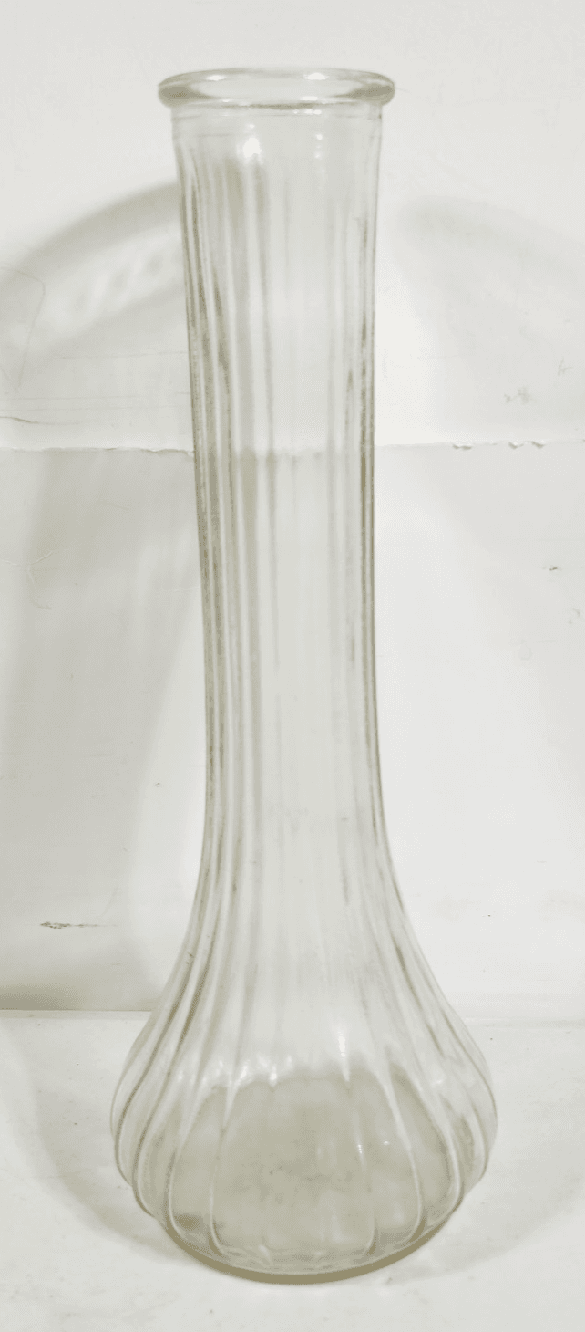 Hoosier Bud Vase Ribbed Pattern 9" Tall Vintage Clear Glass Home Decor