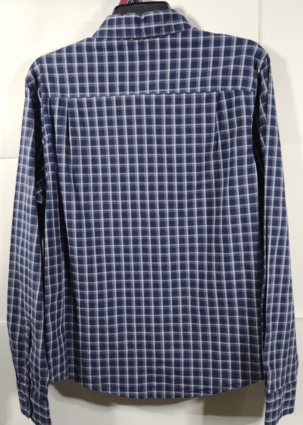 George Men's Small Button Up Shirt Long Sleeve Poplin Blue Plaid NEW - Thumbnail 6