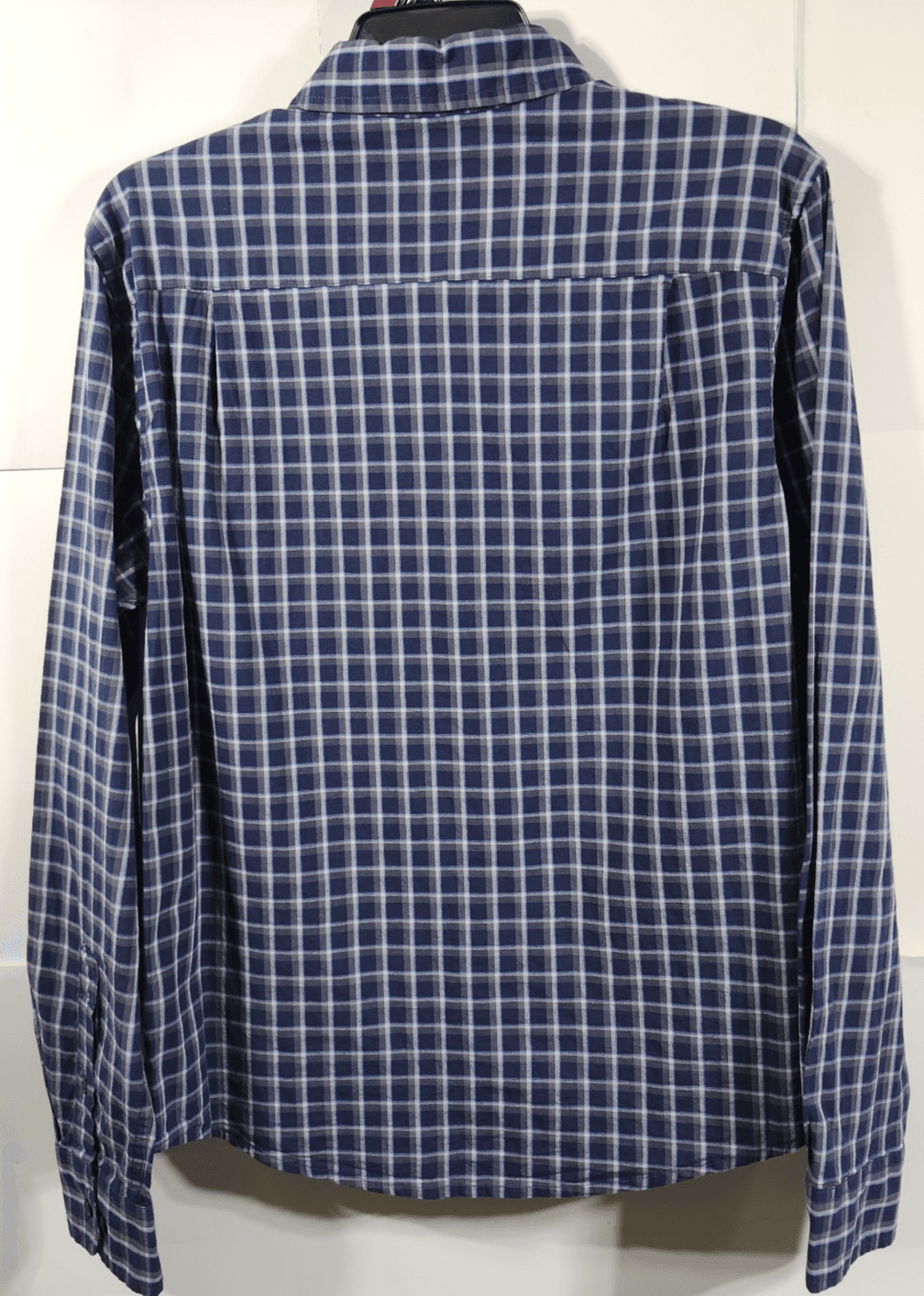 George Men's Small Button Up Shirt Long Sleeve Poplin Blue Plaid NEW - Thumbnail 4
