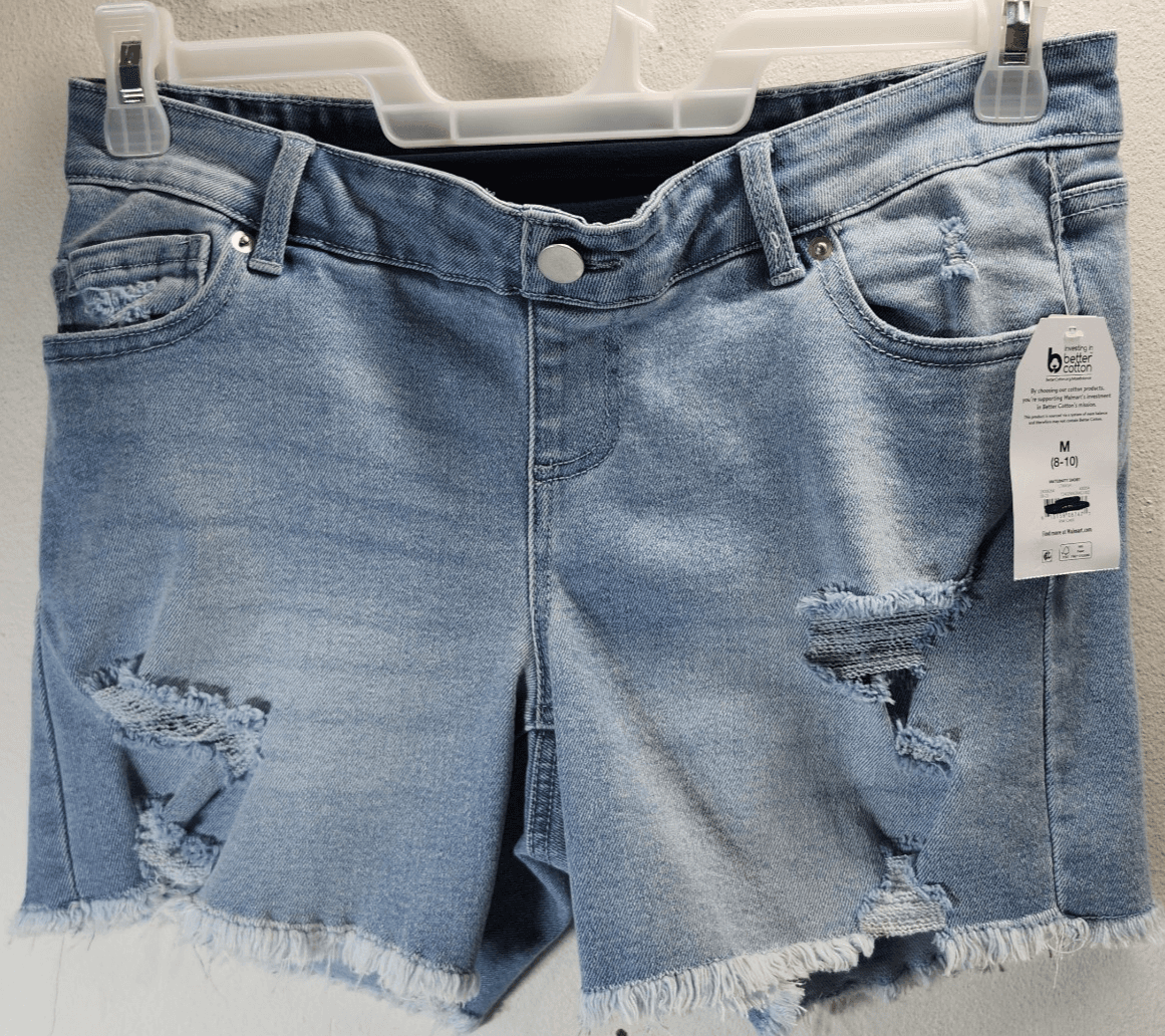 Time and Tru Women's Size 8-10 Medium Maternity Jean Shorts Blue Denim NEW