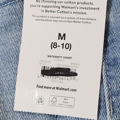 Time and Tru Women's Size 8-10 Medium Maternity Jean Shorts Blue Denim NEW - Thumbnail 7