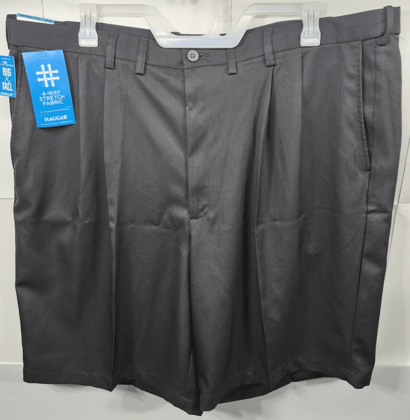 Haggar Men's Size 46 Cool 18 Golf Shorts Black Comfort Stretch Pockets NEW